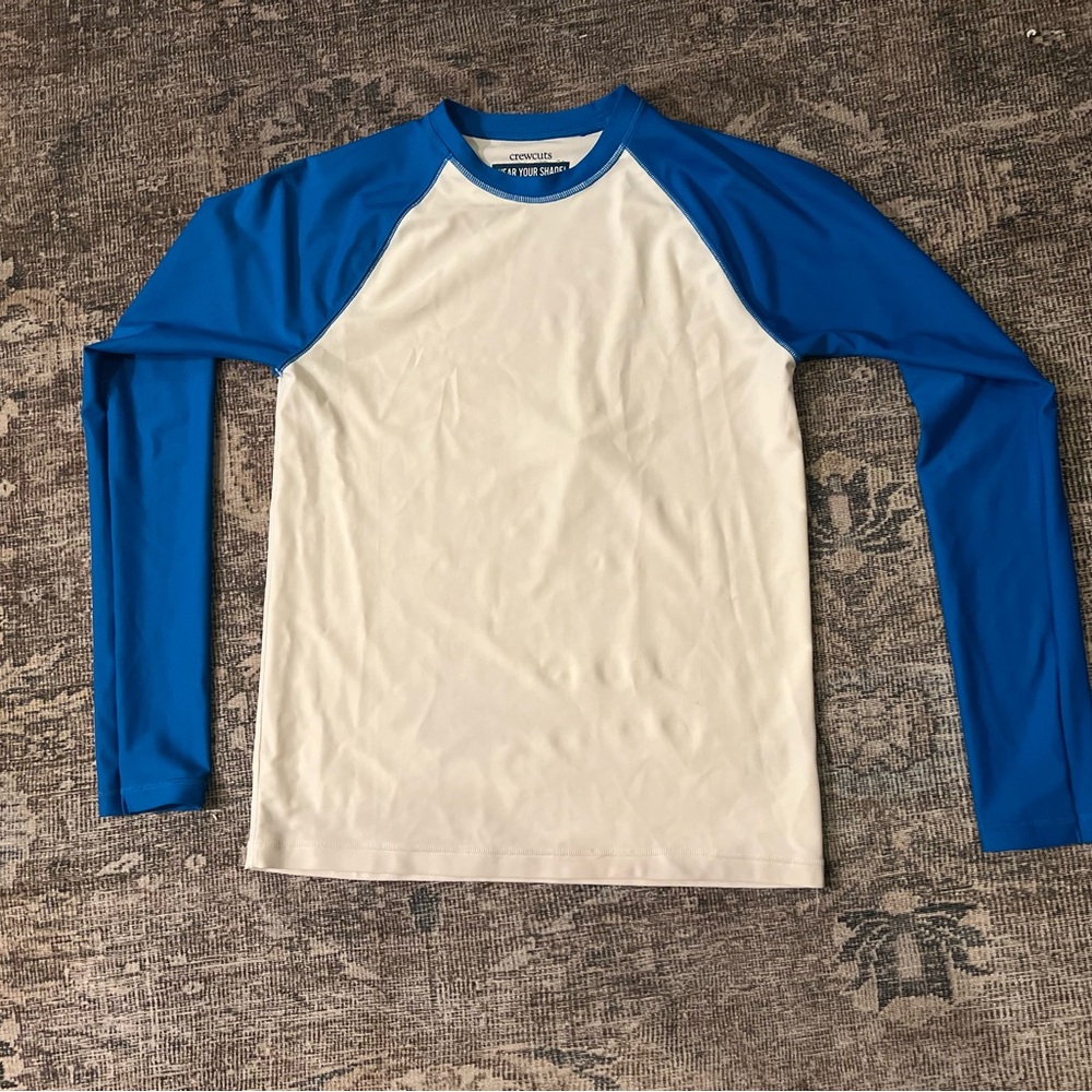 Crewcuts blue and cream raglan long-sleeve rash guard XL